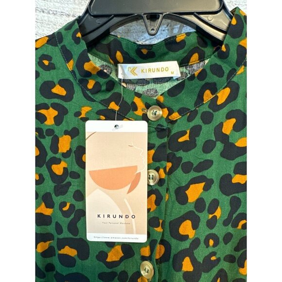 NWT Kirundo Long Sleeve Green Giraffe Print Dress - Picture 2 of 3